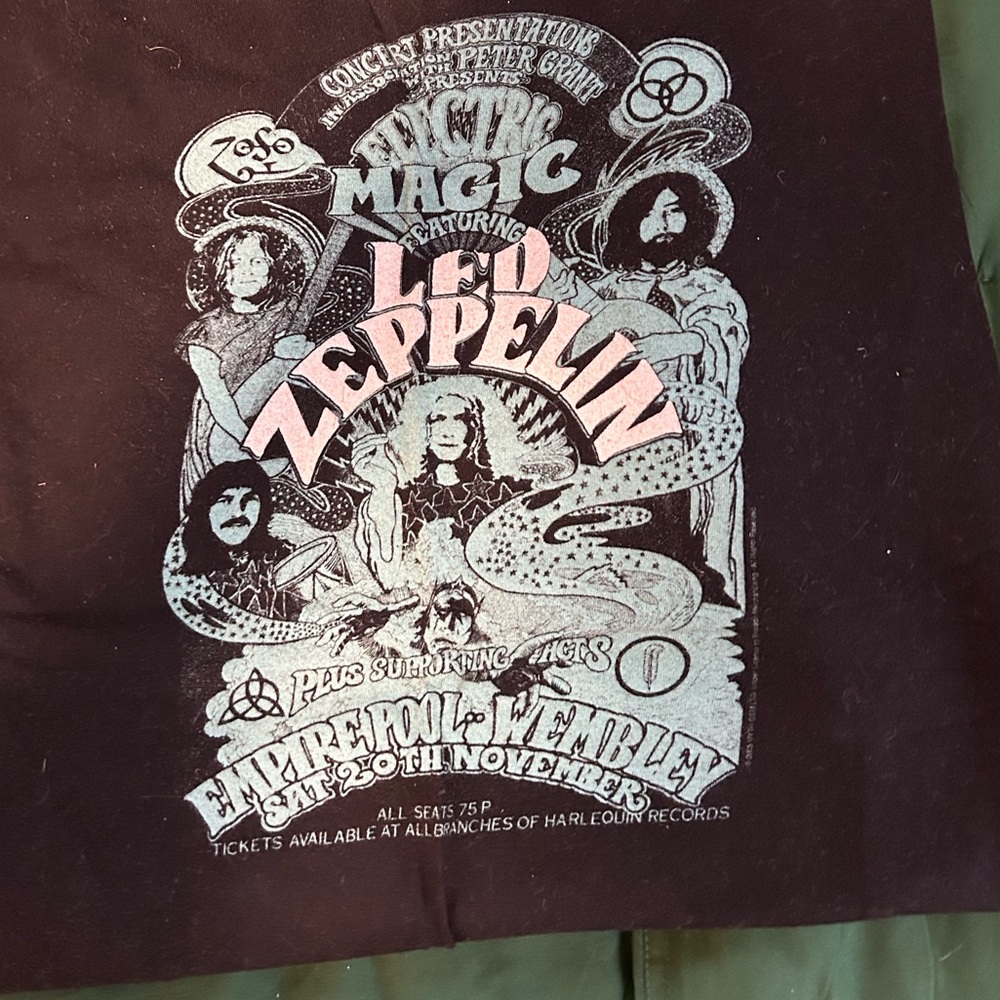 Led Zeppelin Black T Shirt Soft Teal and Black